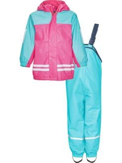 Playshoes 2tlg. Regenanzug In Hellblau/ Pink