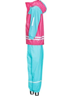 Playshoes 2tlg. Regenanzug In Hellblau/ Pink -Playshoes playshoes 2tlg regenanzug in hellblau pink 5