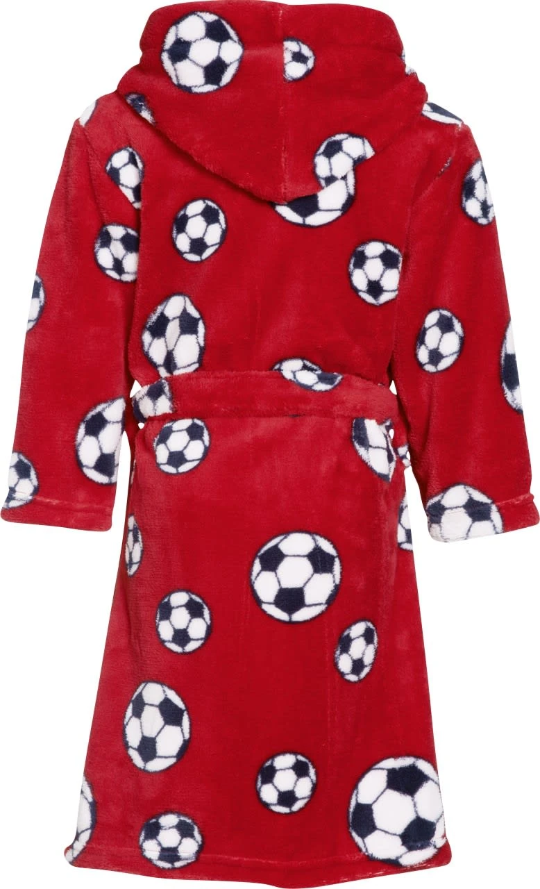Playshoes Fleece-Bademantel Fußball In Rot 4 Playshoes Fleece-Bademantel Fußball In Rot – Bild 2