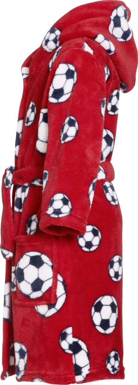 Playshoes Fleece-Bademantel Fußball In Rot 5 Playshoes Fleece-Bademantel Fußball In Rot – Bild 3