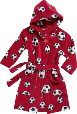Playshoes Fleece-Bademantel Fußball In Rot