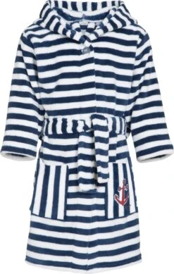 Playshoes Fleece-Bademantel Ringel Maritim In Marine/weiß