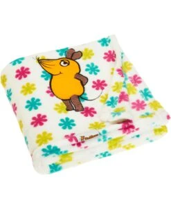 Playshoes Fleece-Decke DIE MAUS Blumen In Weiß/Rosa