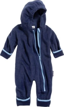 Playshoes Fleece-Overall Farblich Abgesetzt In Marine