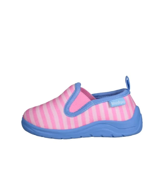 Playshoes Hausschuh Ringel In Pink/Türkis 3 Playshoes Hausschuh Ringel In Pink/Türkis