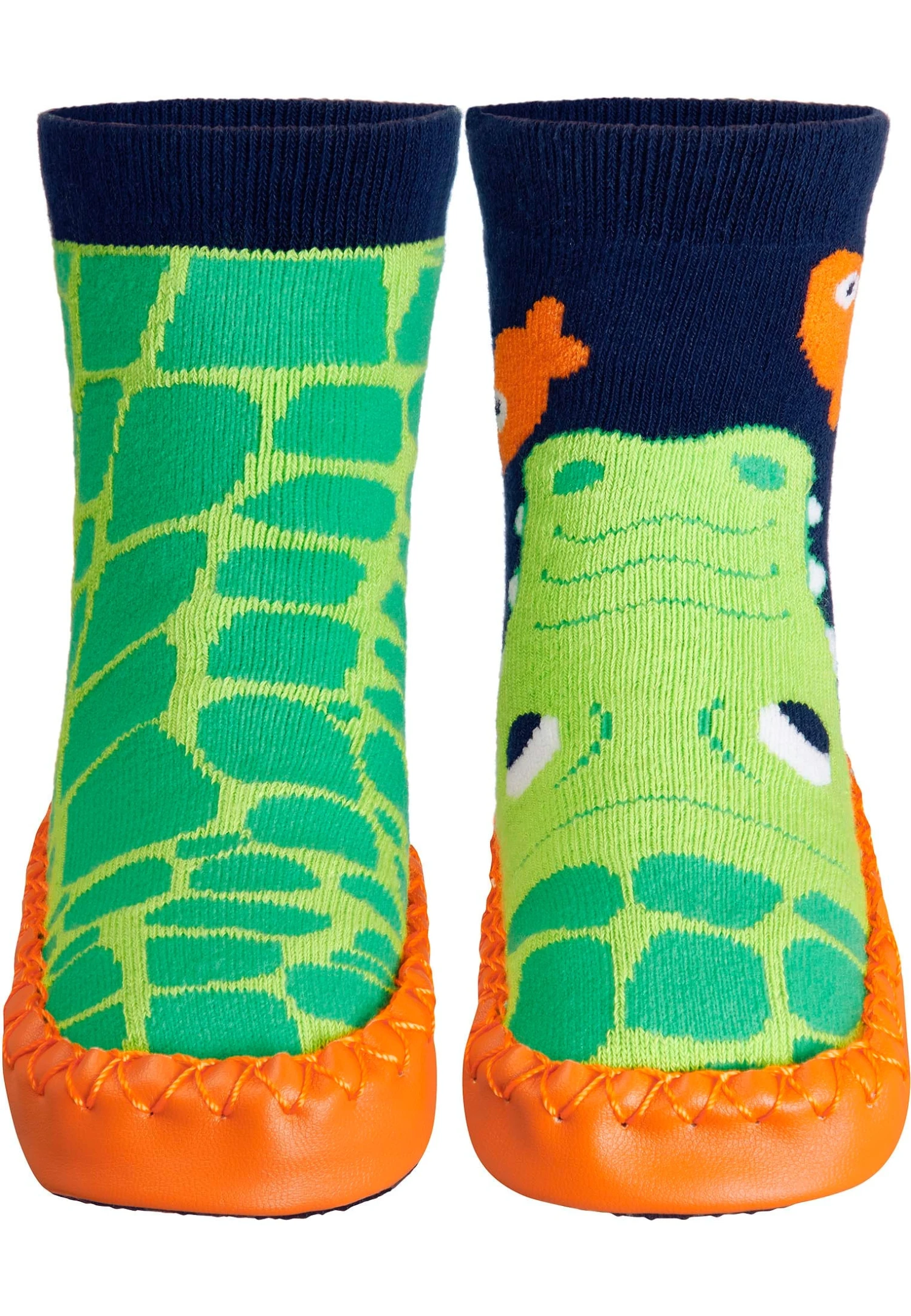 Playshoes Hüttenschuh Krokodil In Marine/Grün 4 Playshoes Hüttenschuh Krokodil In Marine/Grün – Bild 2