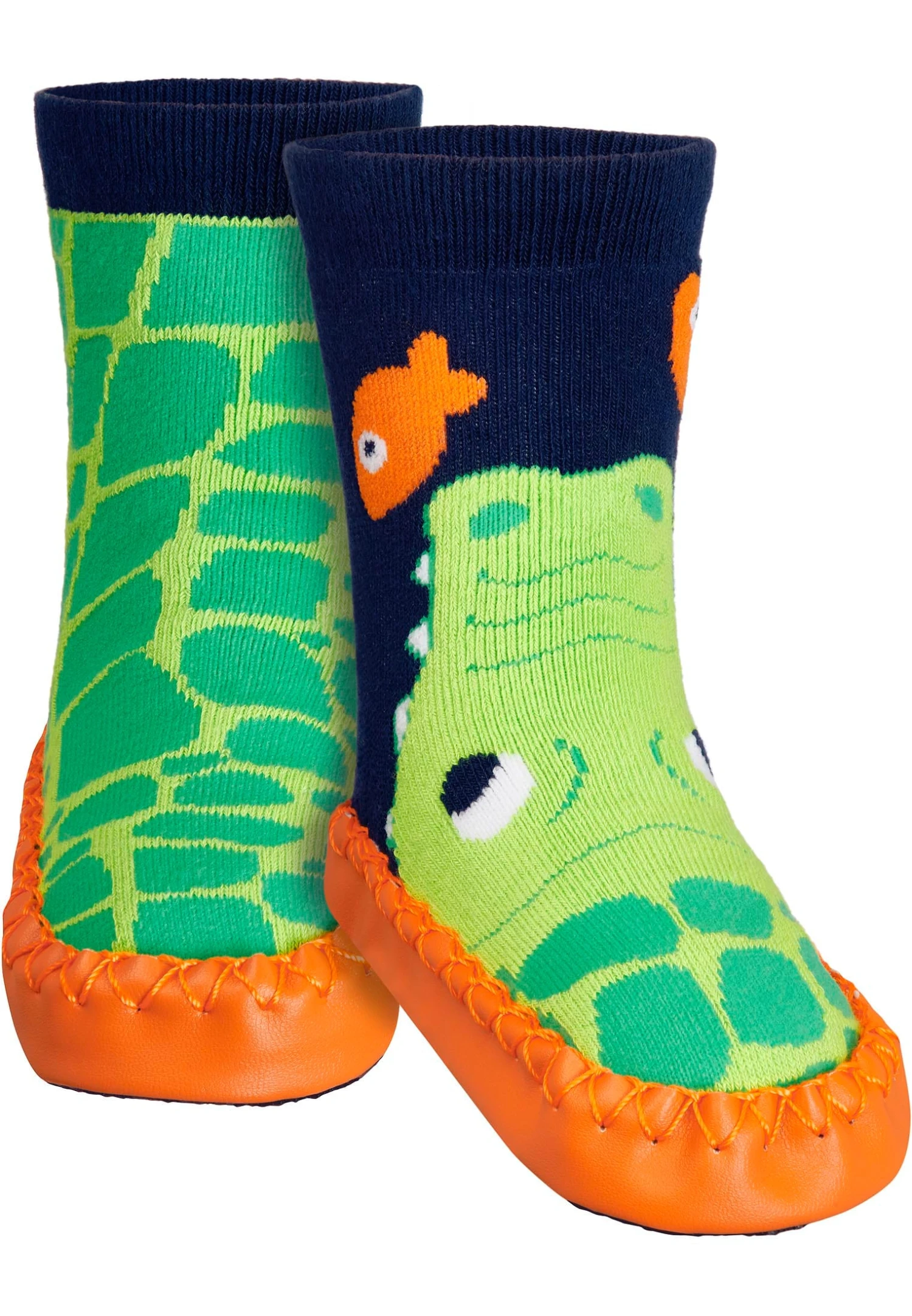 Playshoes Hüttenschuh Krokodil In Marine/Grün 5 Playshoes Hüttenschuh Krokodil In Marine/Grün – Bild 3