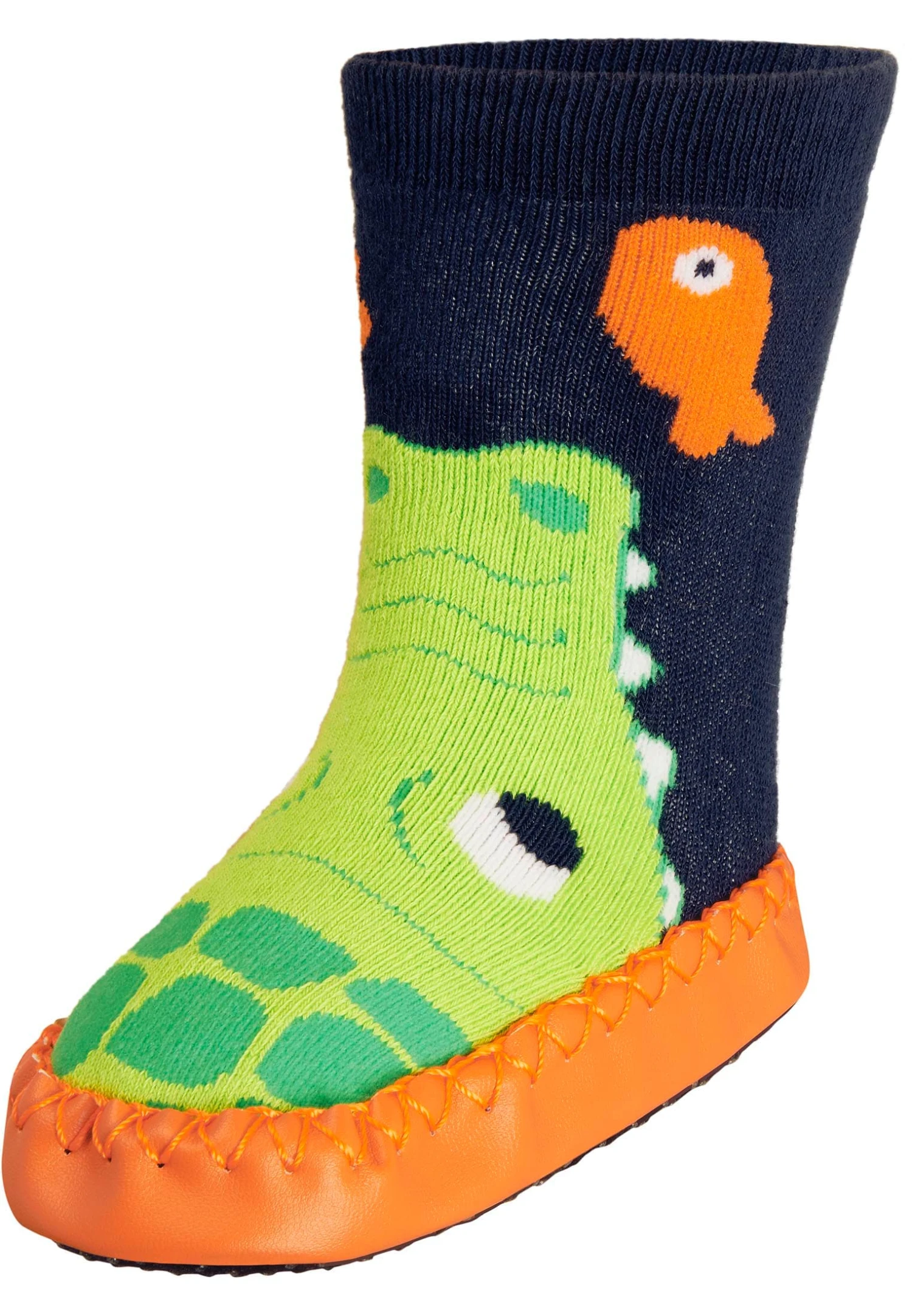 Playshoes Hüttenschuh Krokodil In Marine/Grün 6 Playshoes Hüttenschuh Krokodil In Marine/Grün – Bild 4