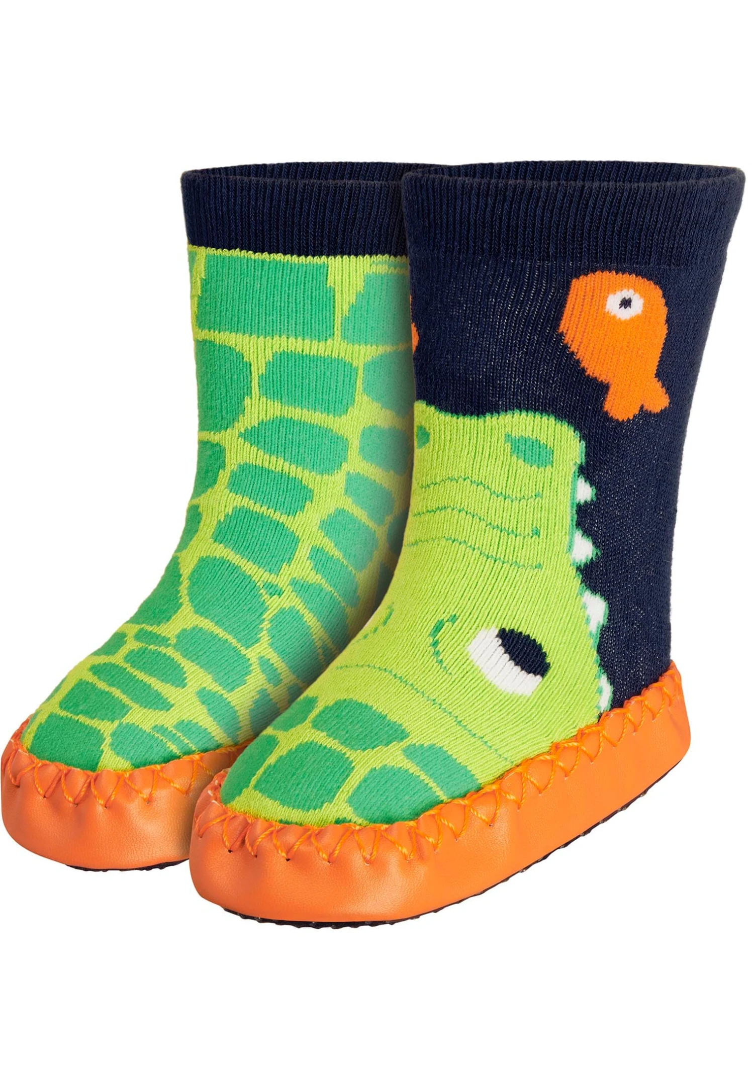 Playshoes Hüttenschuh Krokodil In Marine/Grün 3 Playshoes Hüttenschuh Krokodil In Marine/Grün