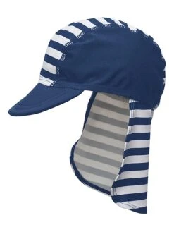 Playshoes Nackenschutzcap "Maritim" In Weiß/ Dunkelblau