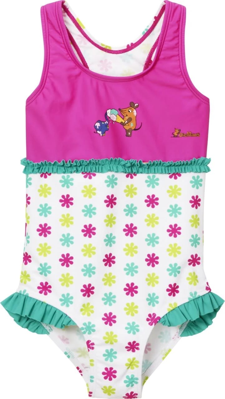 Playshoes UV-Schutz Badeanzug DIE MAUS Blumen In Weiß/Rosa 3 Playshoes UV-Schutz Badeanzug DIE MAUS Blumen In Weiß/Rosa