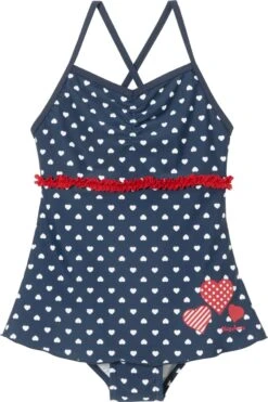 Playshoes UV-Schutz Badeanzug Mit Rock Herzchen In Marine