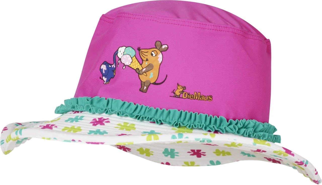 Playshoes UV-Schutz Sonnenhut DIE MAUS Blumen In Weiß/Rosa 3 Playshoes UV-Schutz Sonnenhut DIE MAUS Blumen In Weiß/Rosa
